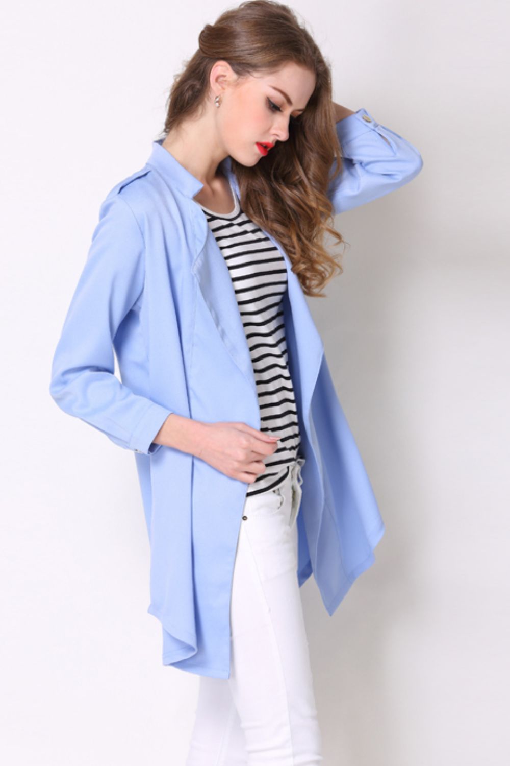 Full Size Open Front Longline Trench Coat-UHX-Urbanheer