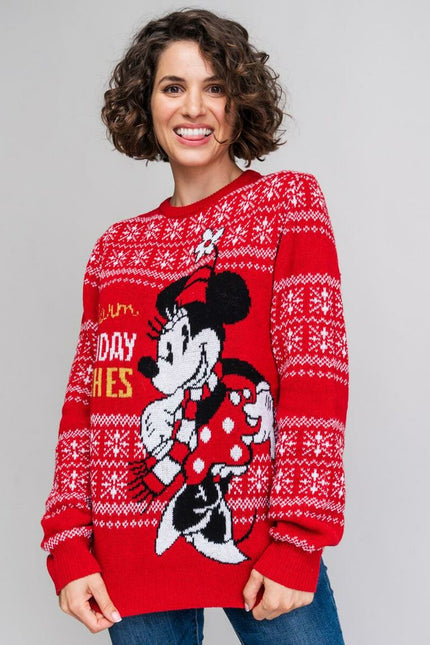 Women’s Jumper Minnie Mouse Red-Minnie Mouse-Urbanheer