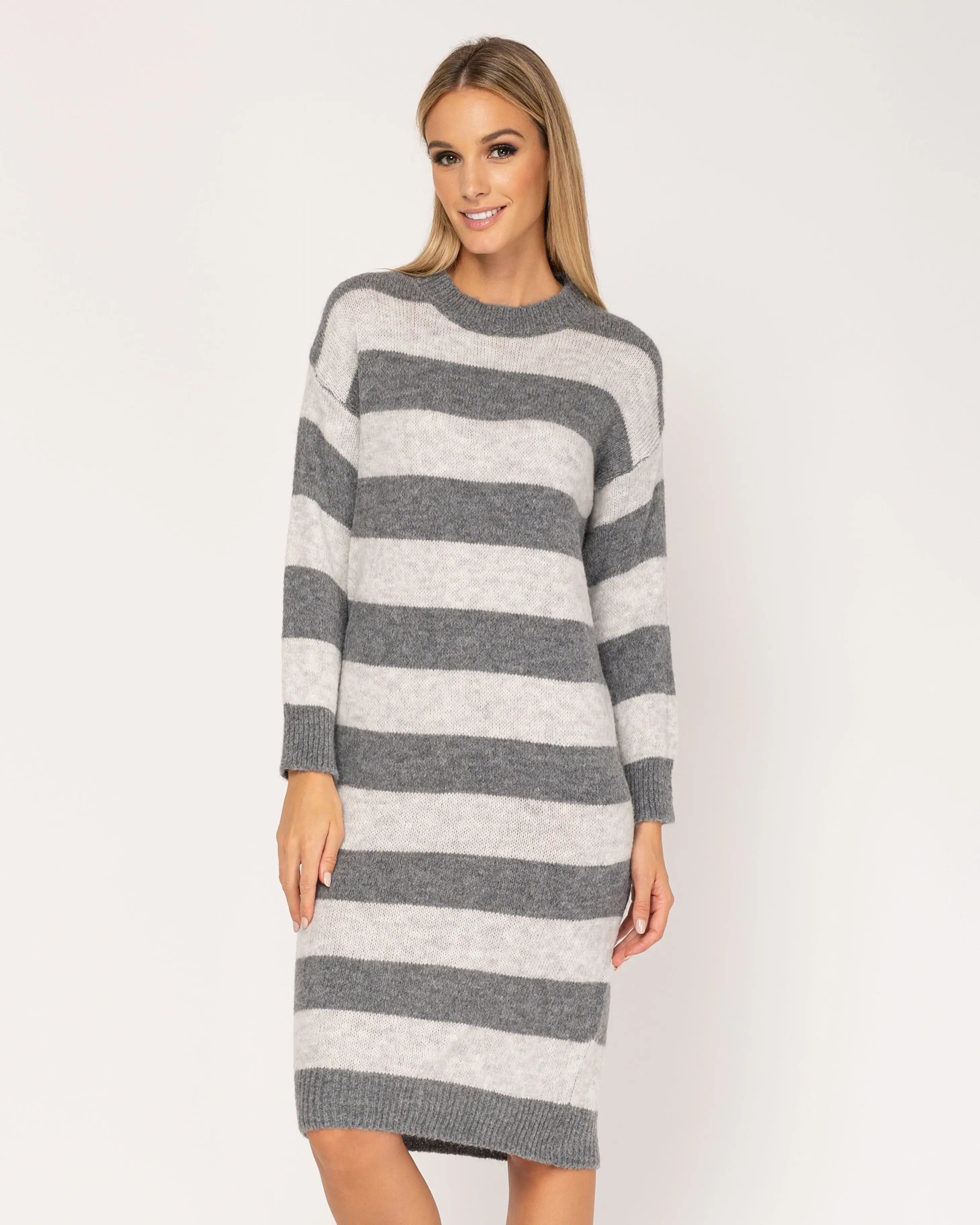 Knit Dress With Stripes.-tantra-S-Urbanheer