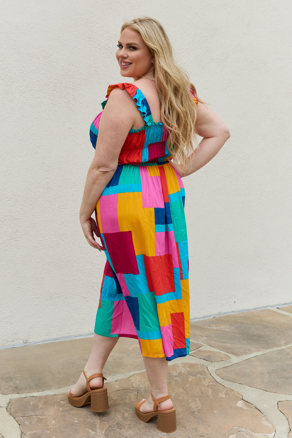 And The Why Multicolored Square Print Summer Dress-UHX-Urbanheer