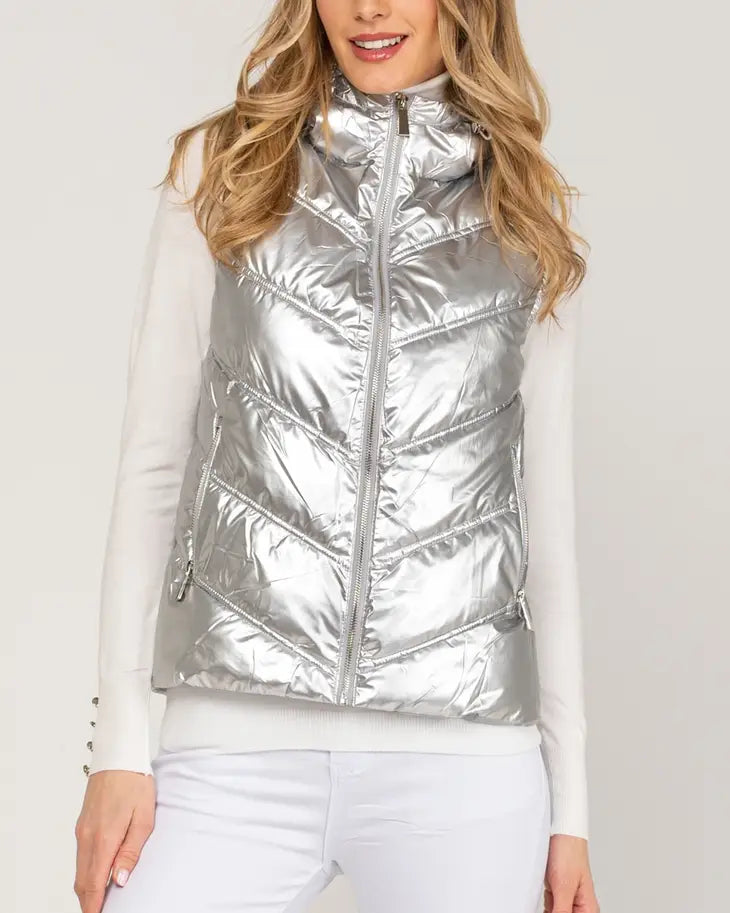 Metallic Silver Padded Vest-Tantra-Urbanheer