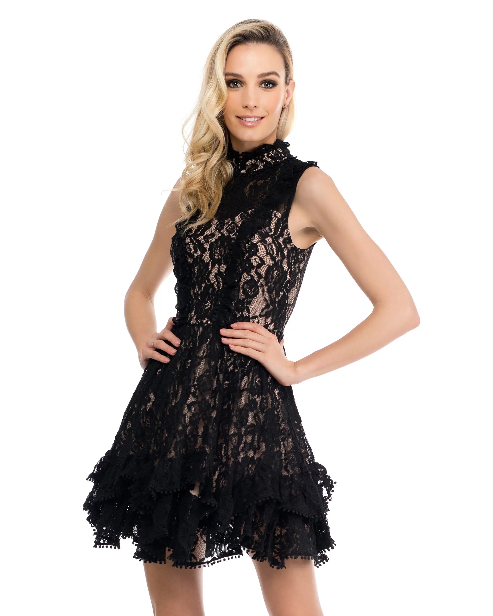 Sleeveless Mini Lace Dress.-Tantra-S-Urbanheer