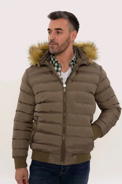 Men'S Brown Down Coat With Fur-Clothing - Men-Wessi-Urbanheer