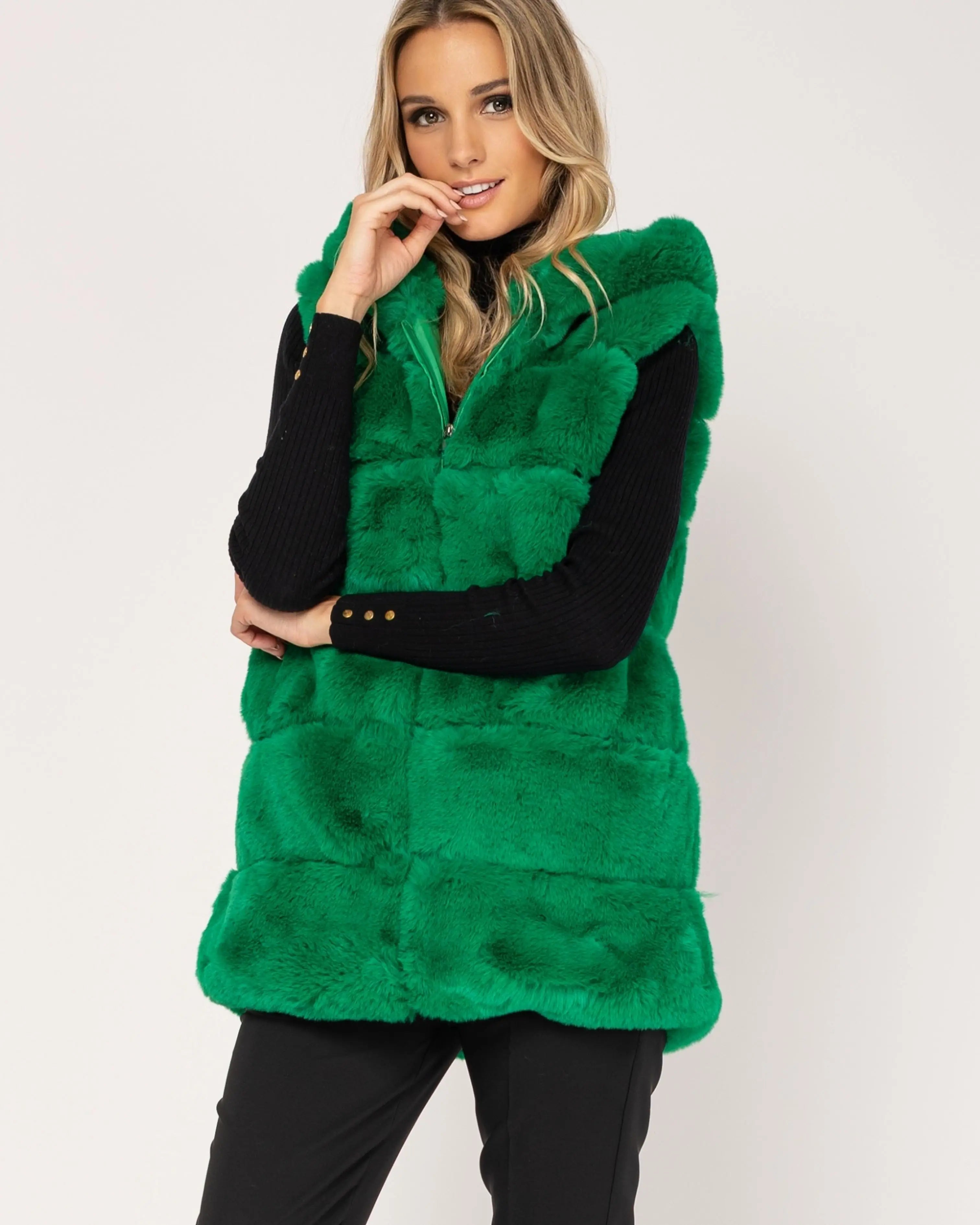 New Fur Vest Coat - Green-Tantra-Urbanheer