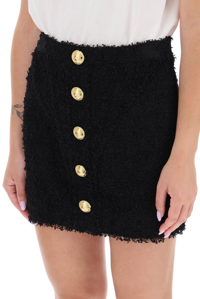 Balmain Mini Skirt In Monochrome Tweed-Balmain-36-Urbanheer