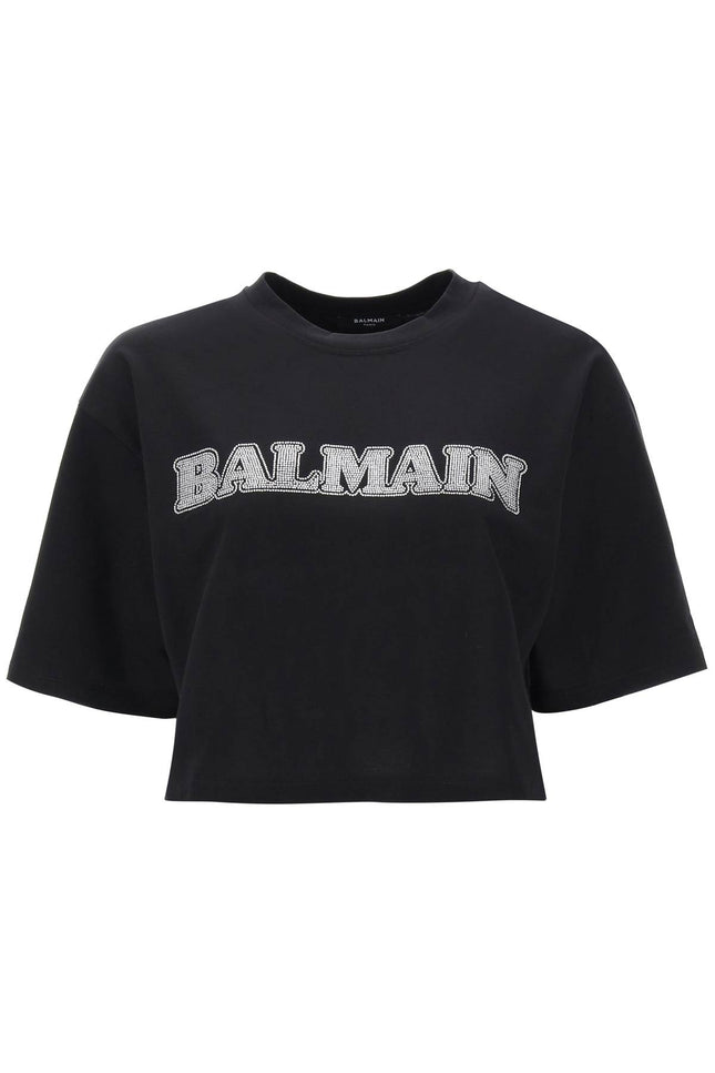 Balmain Rhinestone-Studded Logo T-Shirt-Balmain-Urbanheer