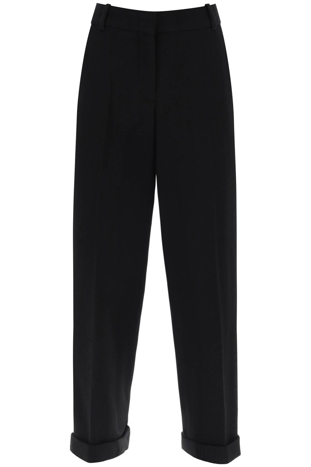 Balmain Cuffed Wool Crepe Trousers-Balmain-Urbanheer