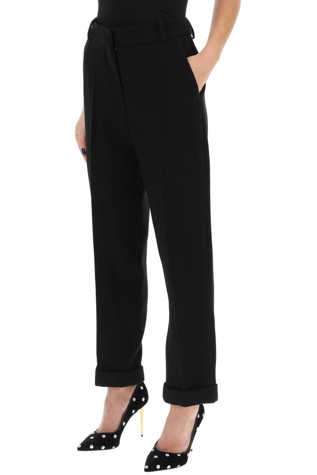 Balmain Cuffed Wool Crepe Trousers-Balmain-Urbanheer