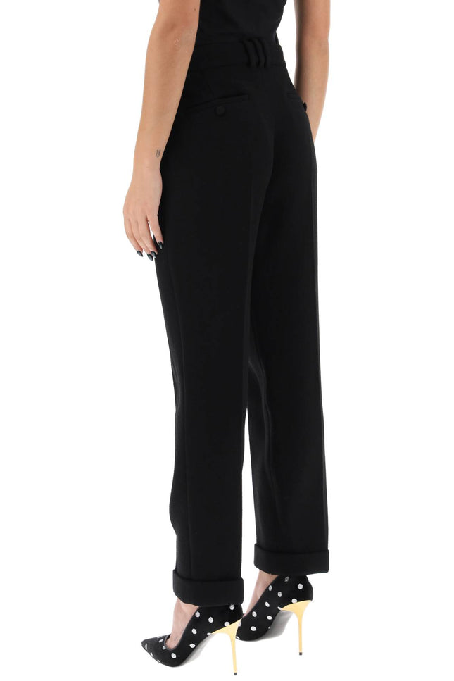 Balmain Cuffed Wool Crepe Trousers-Balmain-Urbanheer