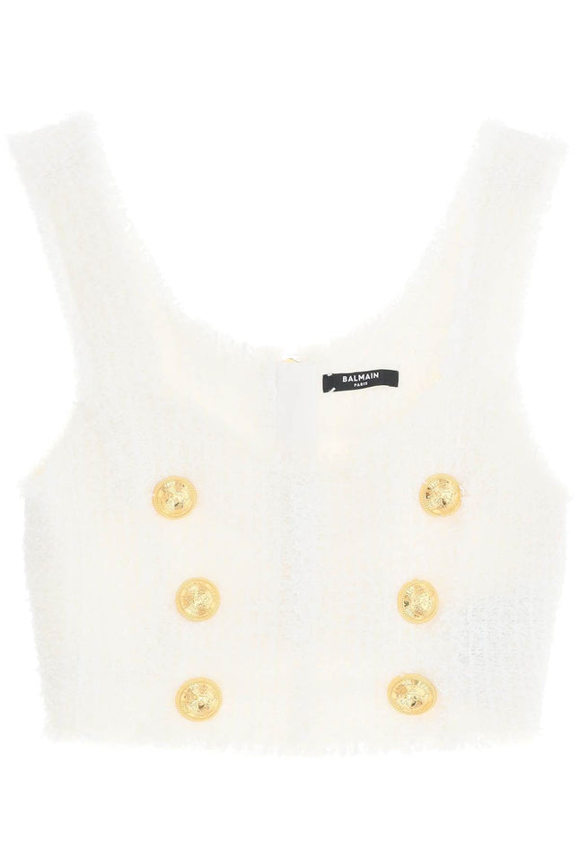 Balmain Cropped Tank Top In Monochrome Tweed-Balmain-40-Urbanheer