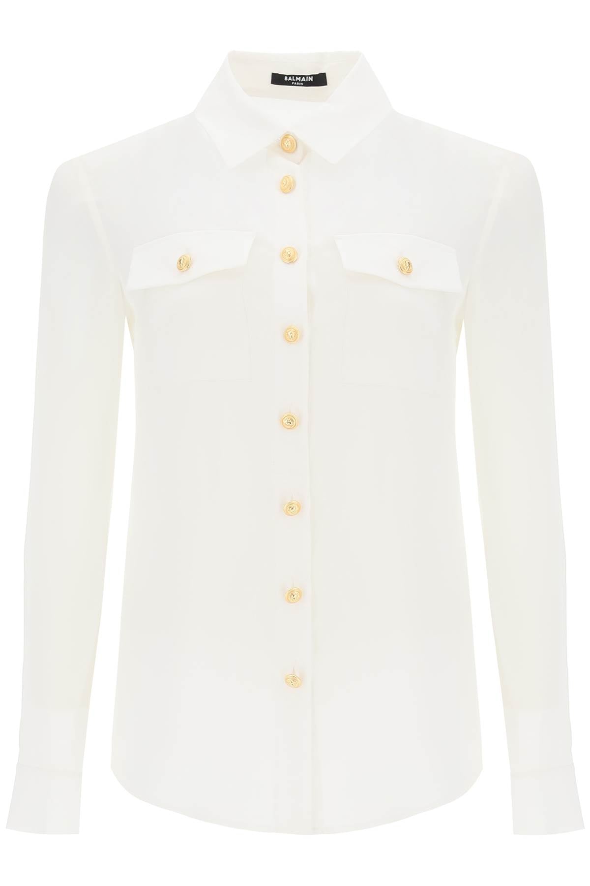 Balmain Crepe De Chine Shirt With Padded Shoulders-Balmain-40-Urbanheer