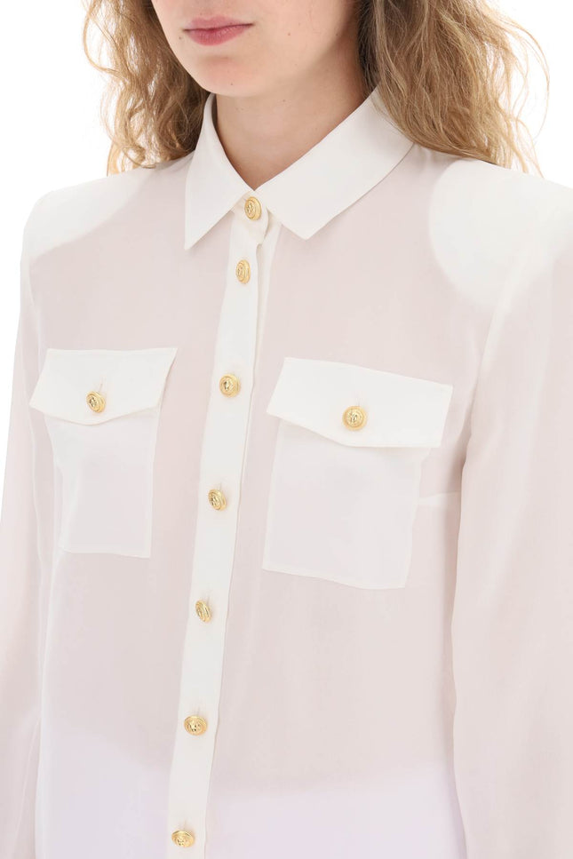 Balmain Crepe De Chine Shirt With Padded Shoulders-Balmain-40-Urbanheer