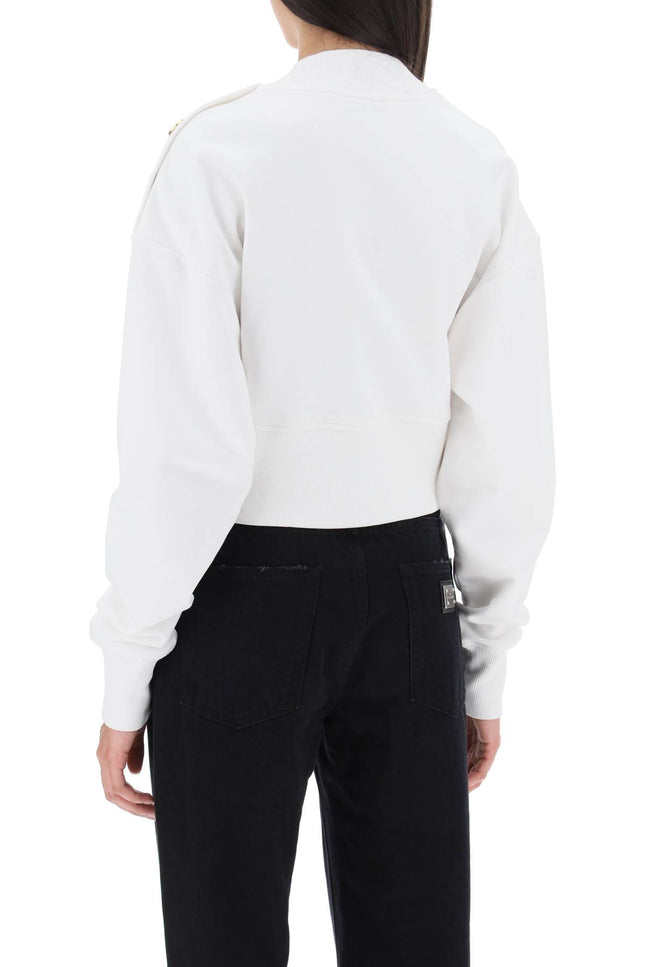 Balmain Cropped Sweatshirt With Logo Print And Buttons-Balmain-XL-Urbanheer