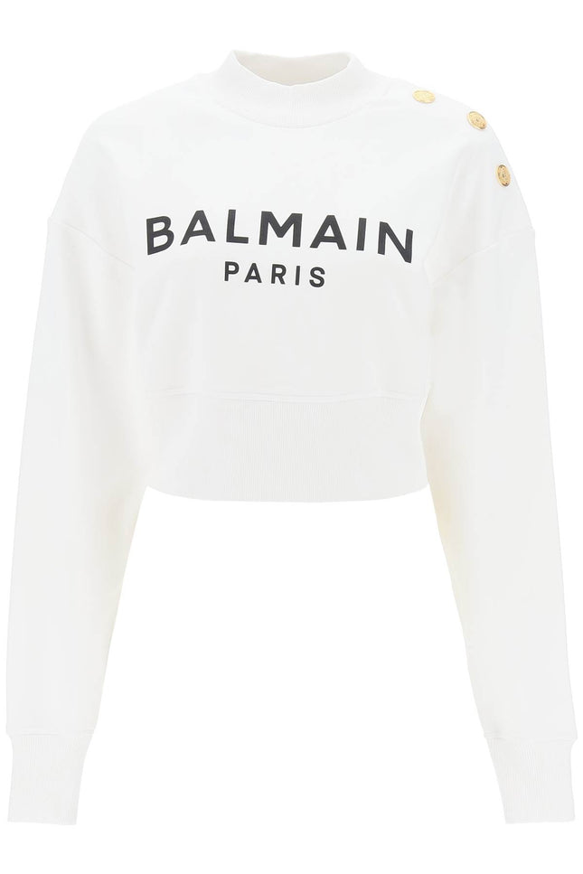 Balmain Cropped Sweatshirt With Logo Print And Buttons-Balmain-XL-Urbanheer