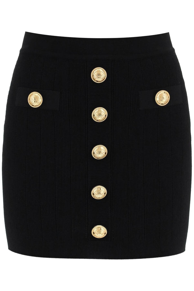 Balmain Knit Mini Skirt With Embossed Buttons-Balmain-Urbanheer