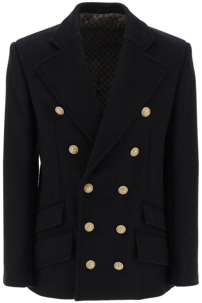 Balmain Double-Breasted Wool Peacoat-Balmain-50-Urbanheer