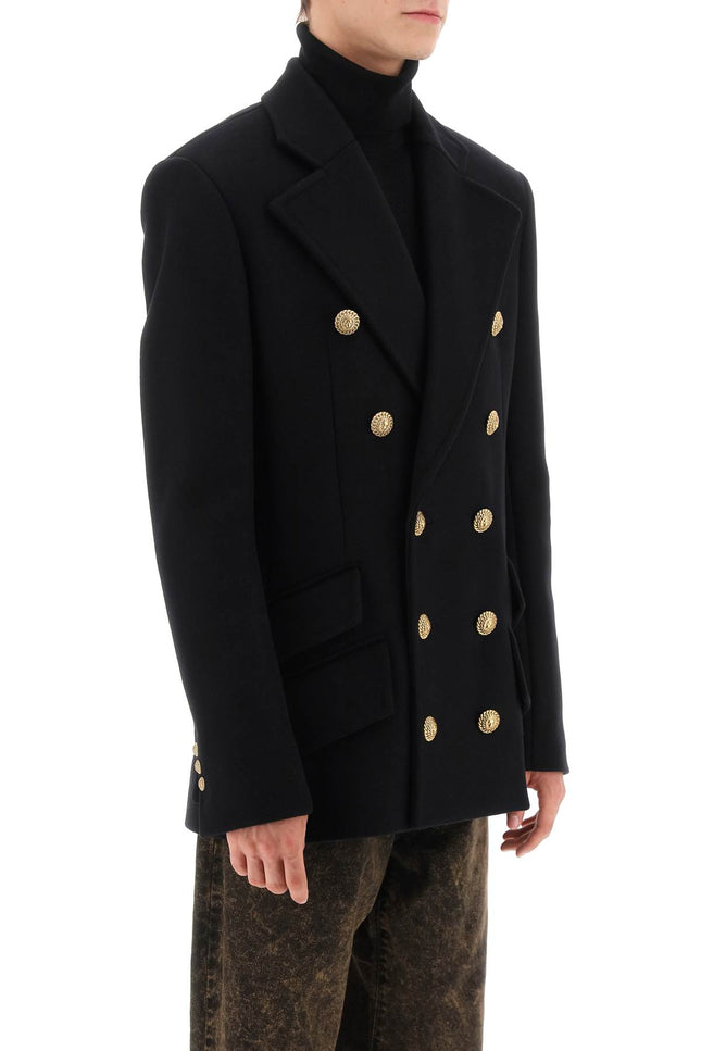 Balmain Double-Breasted Wool Peacoat-Balmain-50-Urbanheer