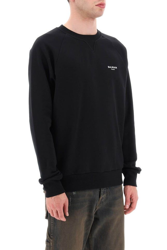 Balmain Crew-Neck Sweatshirt With Flocked Logo-Balmain-Urbanheer