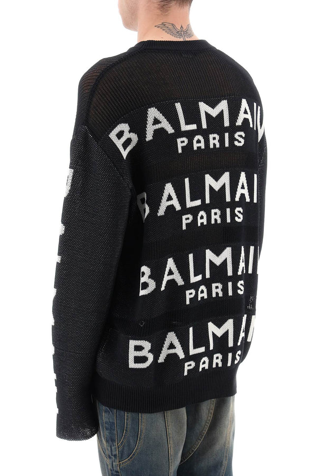 Balmain Cotton Pullover With All-Over Logo-Balmain-Urbanheer