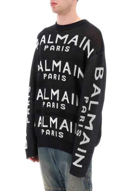 Balmain Cotton Pullover With All-Over Logo-Balmain-Urbanheer