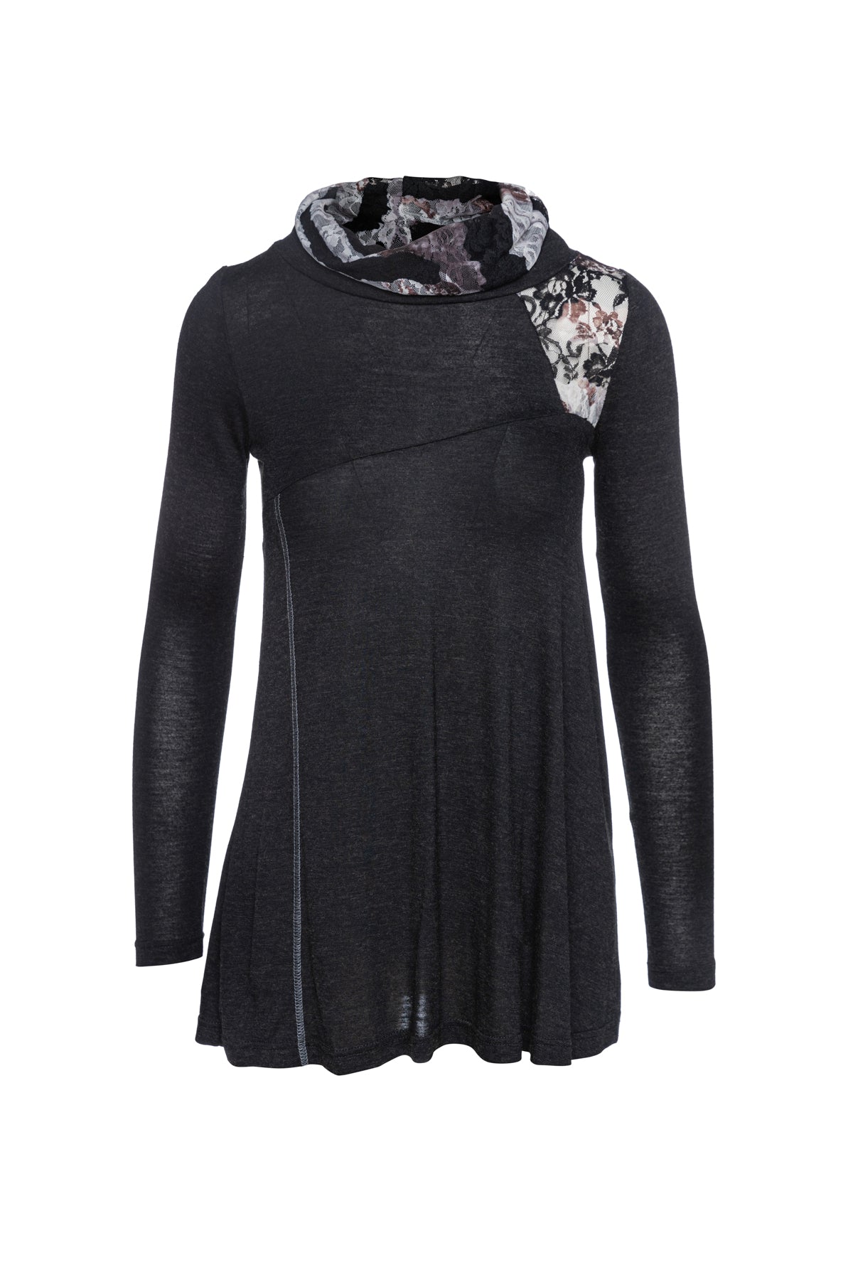 Lace Detail Long Sleeve Top In Black-Conquista-Urbanheer