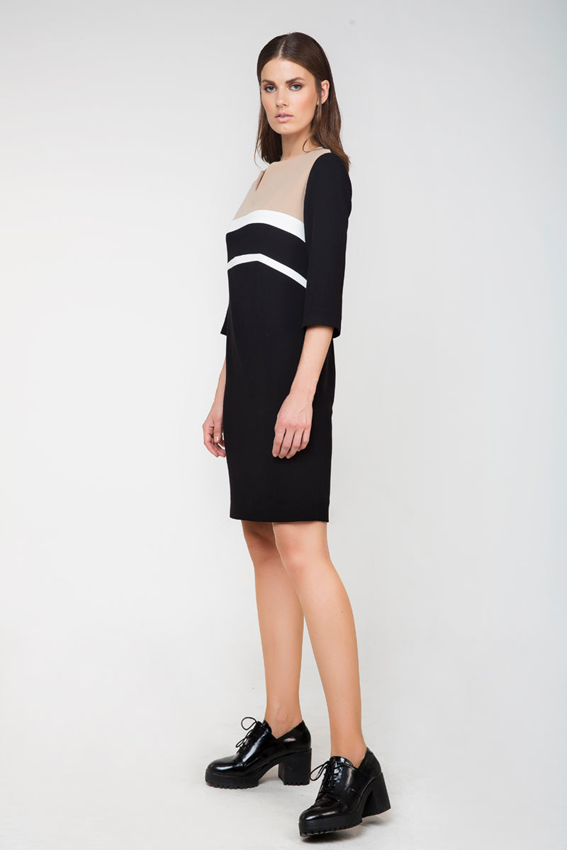 Straight Panel Detail Dress-Conquista-Urbanheer