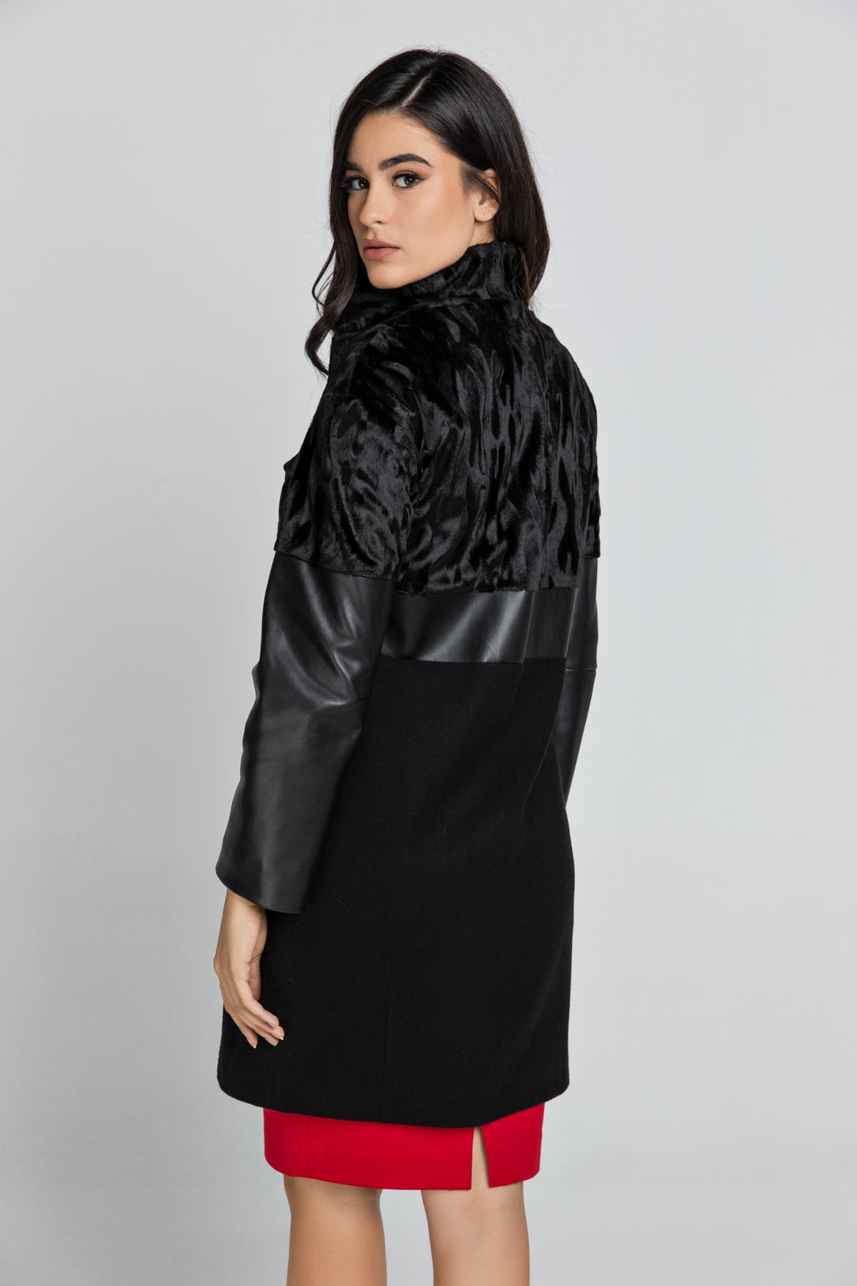 Black Three Fabric Coat Conquista Fashion-Outerwear-Conquista-Urbanheer