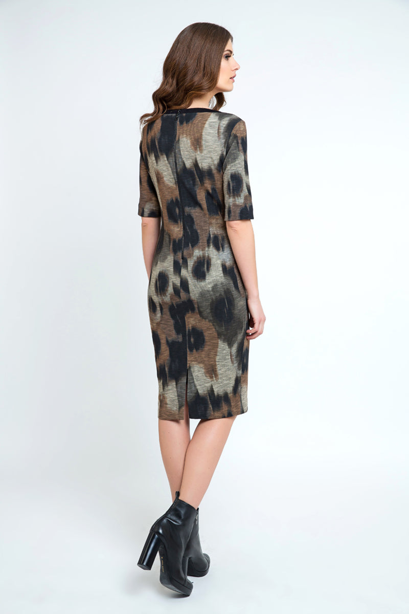 Fitted Print Midi Dress-Conquista-Urbanheer