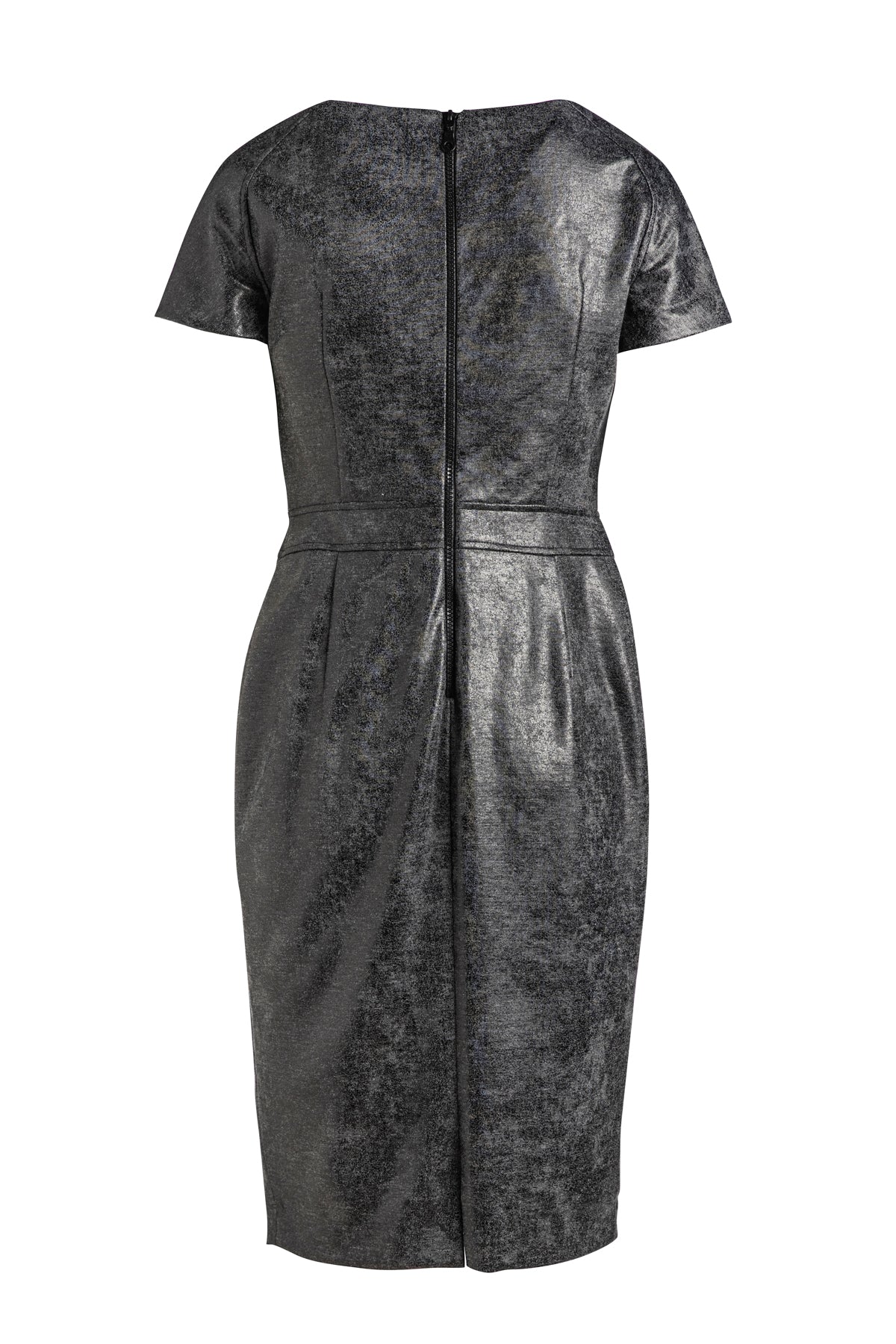 Grey Leather Effect Fitted Dress-Dress-Conquista-Urbanheer