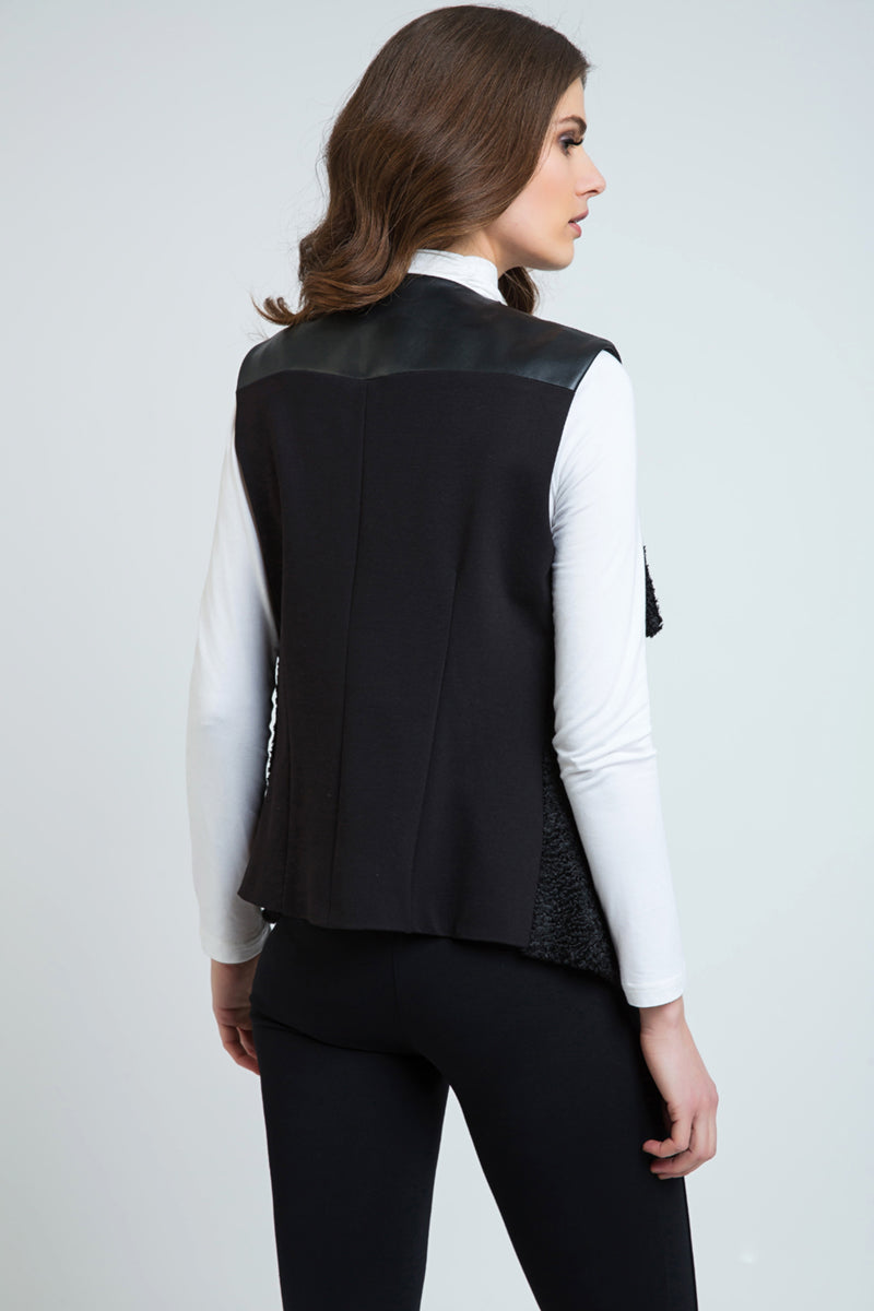 Astrakhan Winter Vest with Pleather Detail-Conquista-Urbanheer