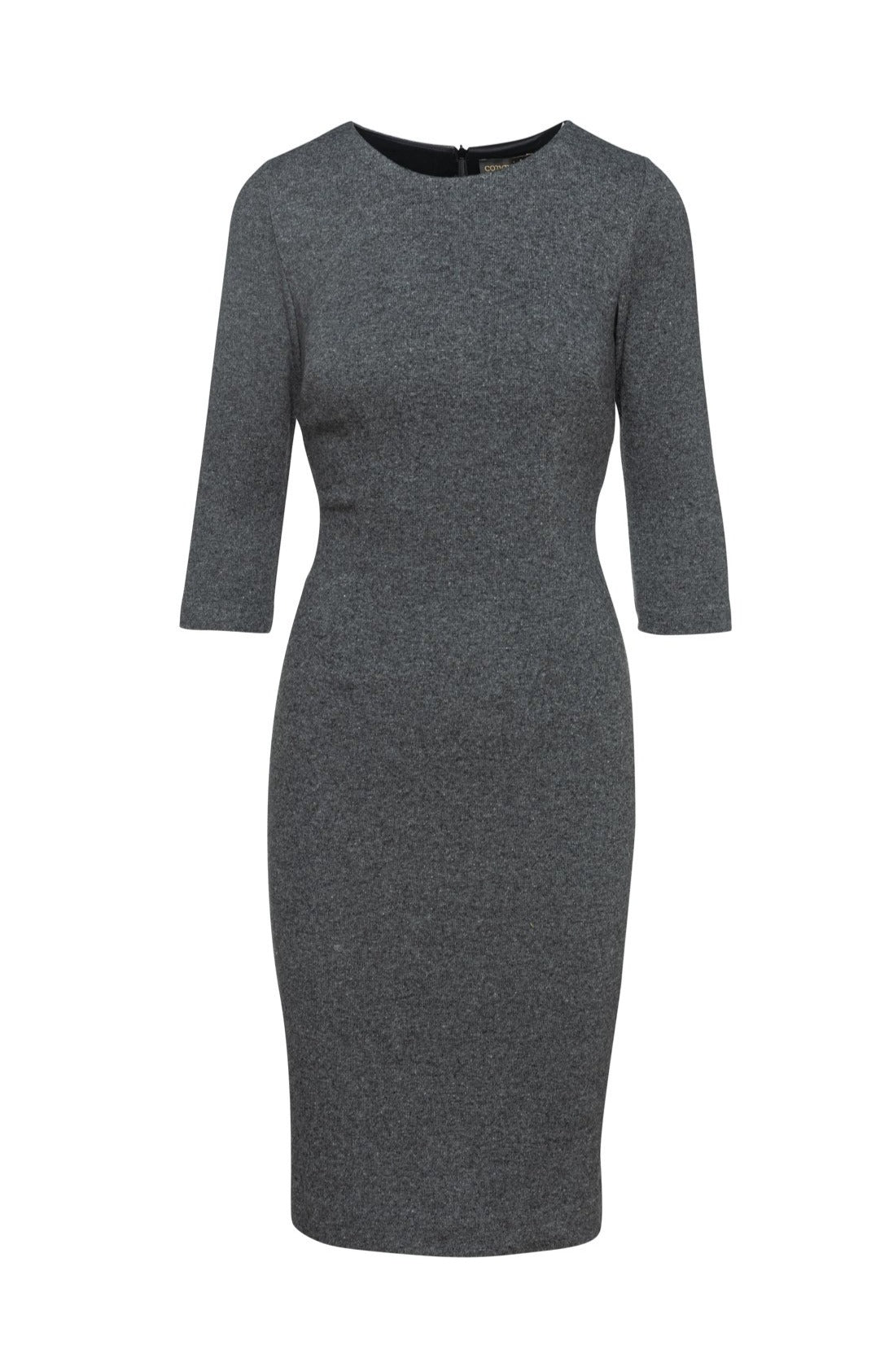 Grey Fitted Knit Dress-Conquista-Urbanheer