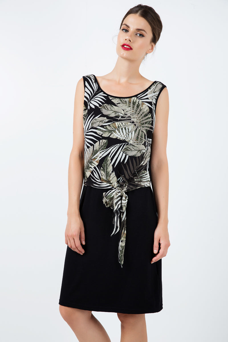 Print Layer Dress With Tie Detail-Conquista-38-Urbanheer