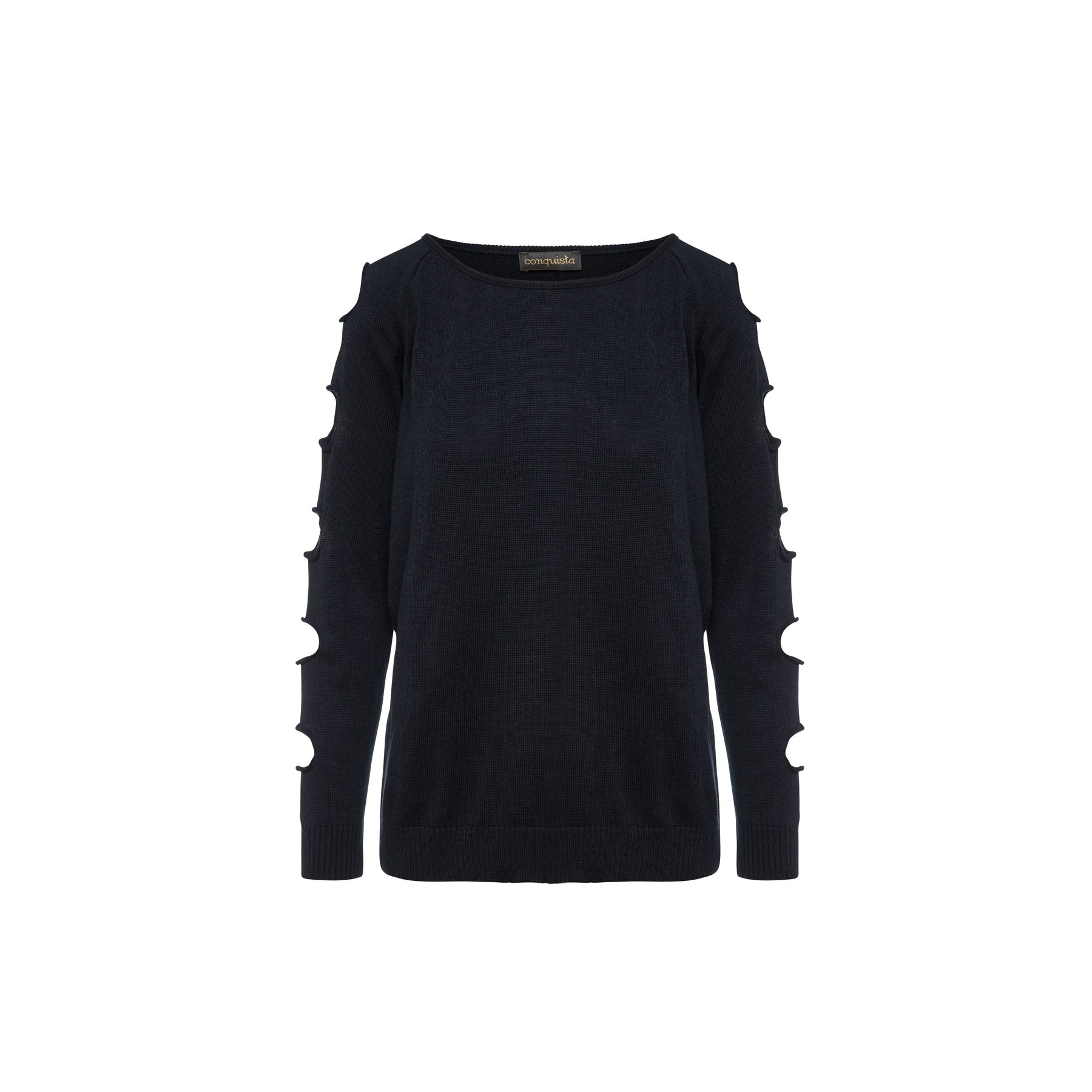 Hole Detail Loose Blue Sweater-Conquista-Urbanheer