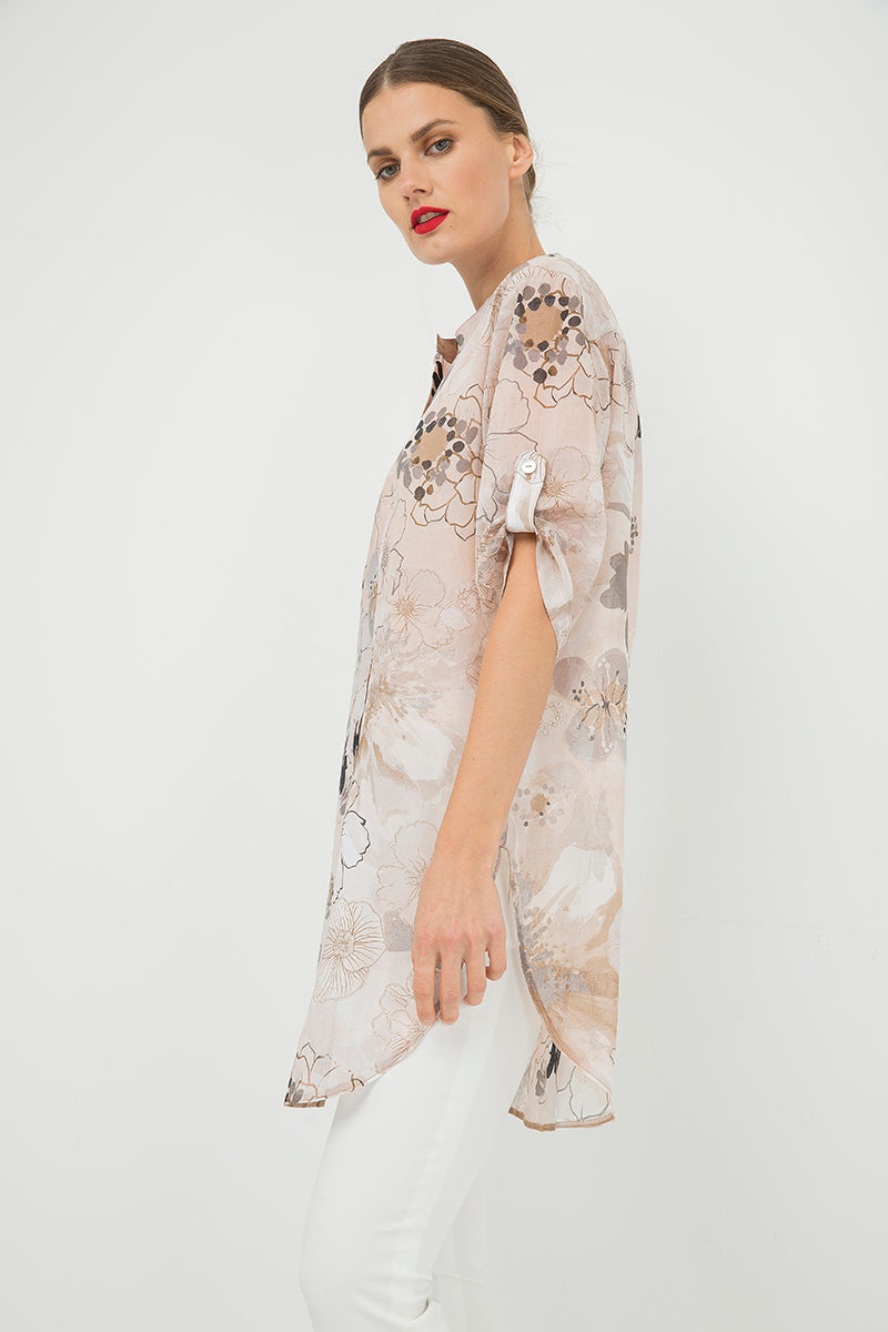 Long Print Shirt With Side Slits-Conquista-38-Urbanheer