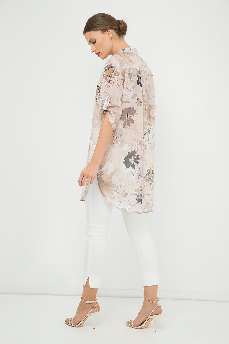 Long Print Shirt With Side Slits-Conquista-38-Urbanheer