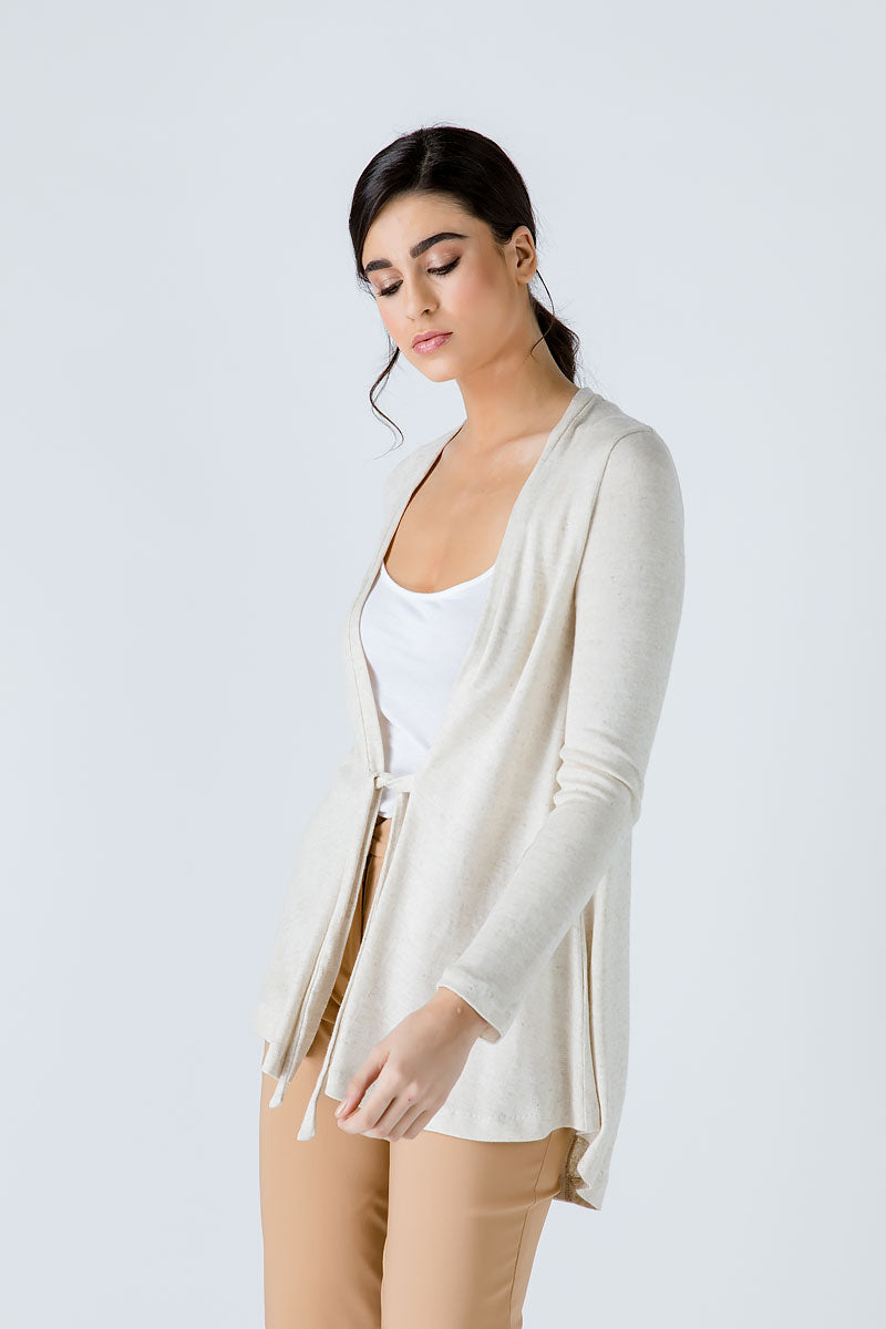 Sand Open Front Linen Cardigan-Conquista-Urbanheer