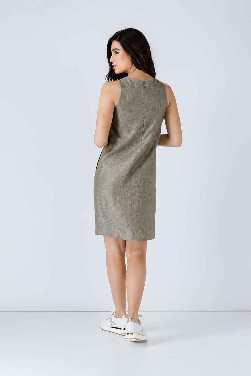 Sleeveless Sack Dress With Pockets-Dresses-Conquista-Urbanheer