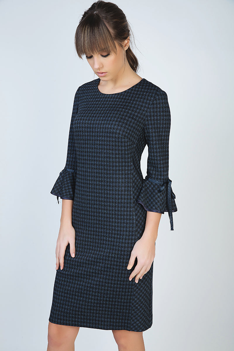 Bell Sleeve Straight Check Dress-Conquista-38-Urbanheer