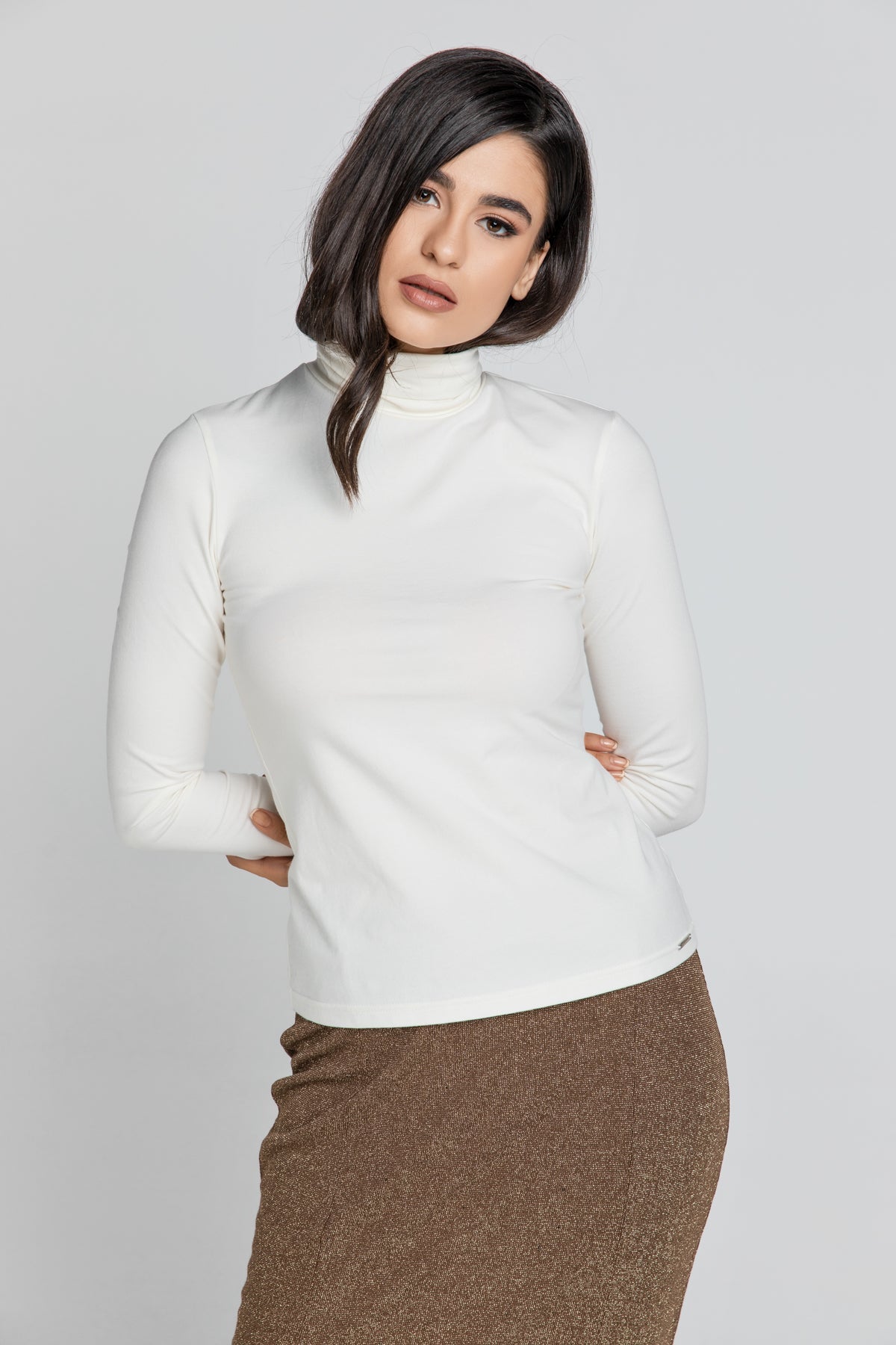 Ecru Turtle Neck Top By Conquista-Conquista-Urbanheer