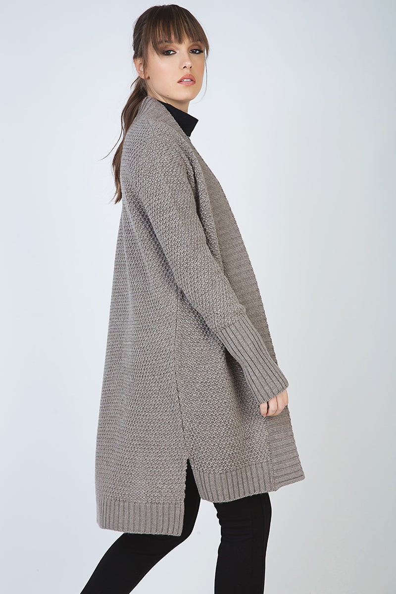 Open Long Sleeve Knee Length Knit Cardigan-Conquista-M-Urbanheer