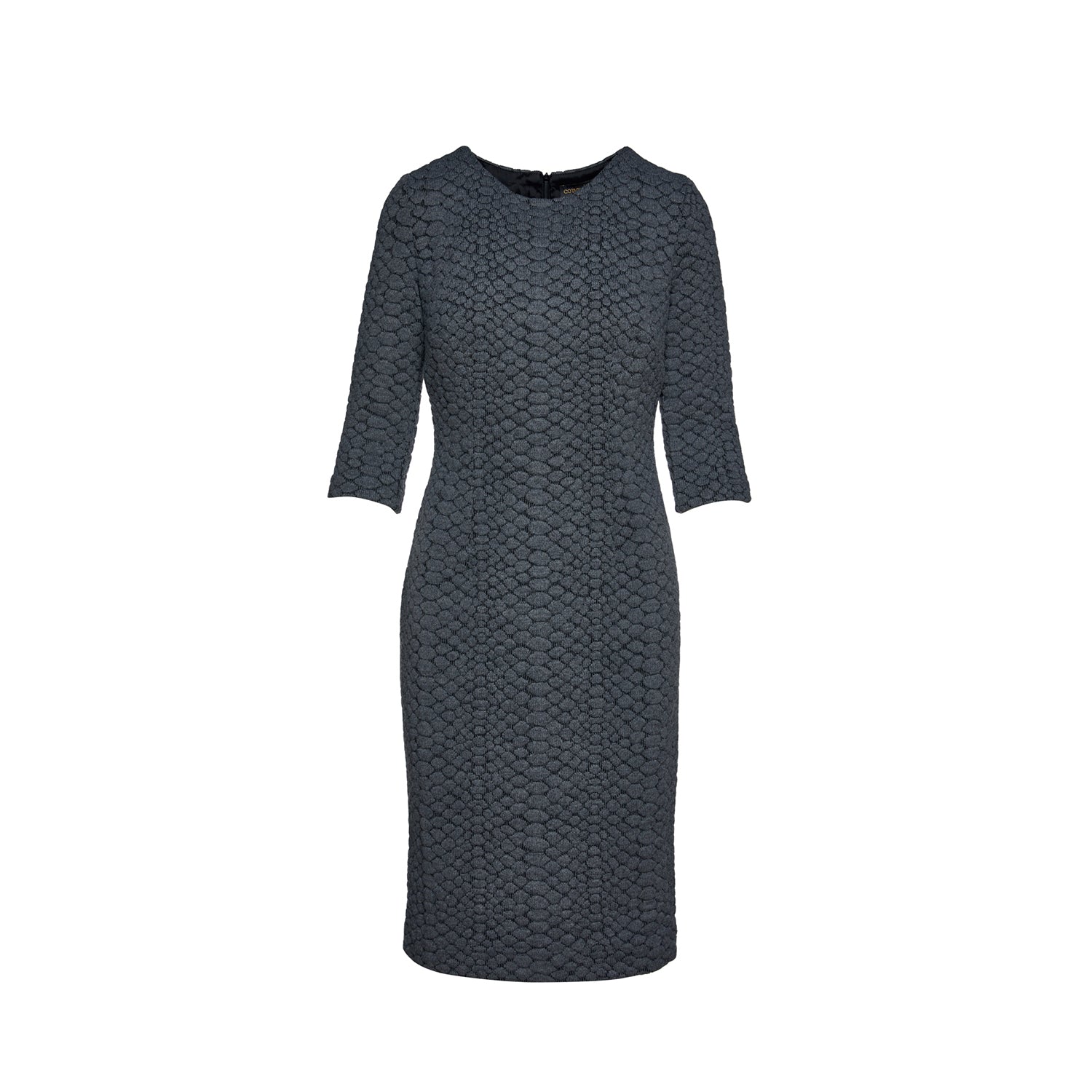 Dark Grey Jacquard Dress By Conquista-Conquista-Urbanheer