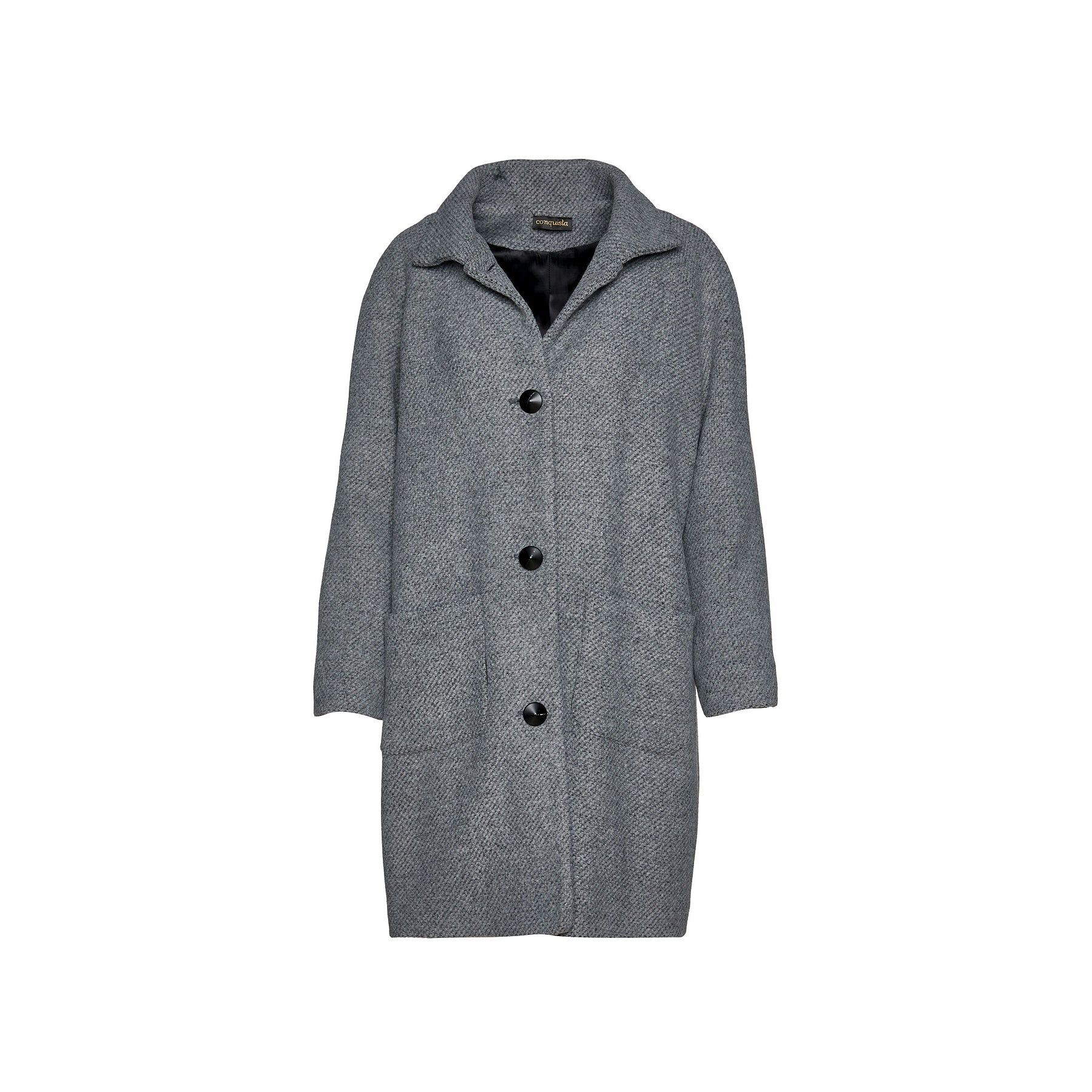 Wool Blend Grey Coat By Conquista Fashion-Conquista-Urbanheer