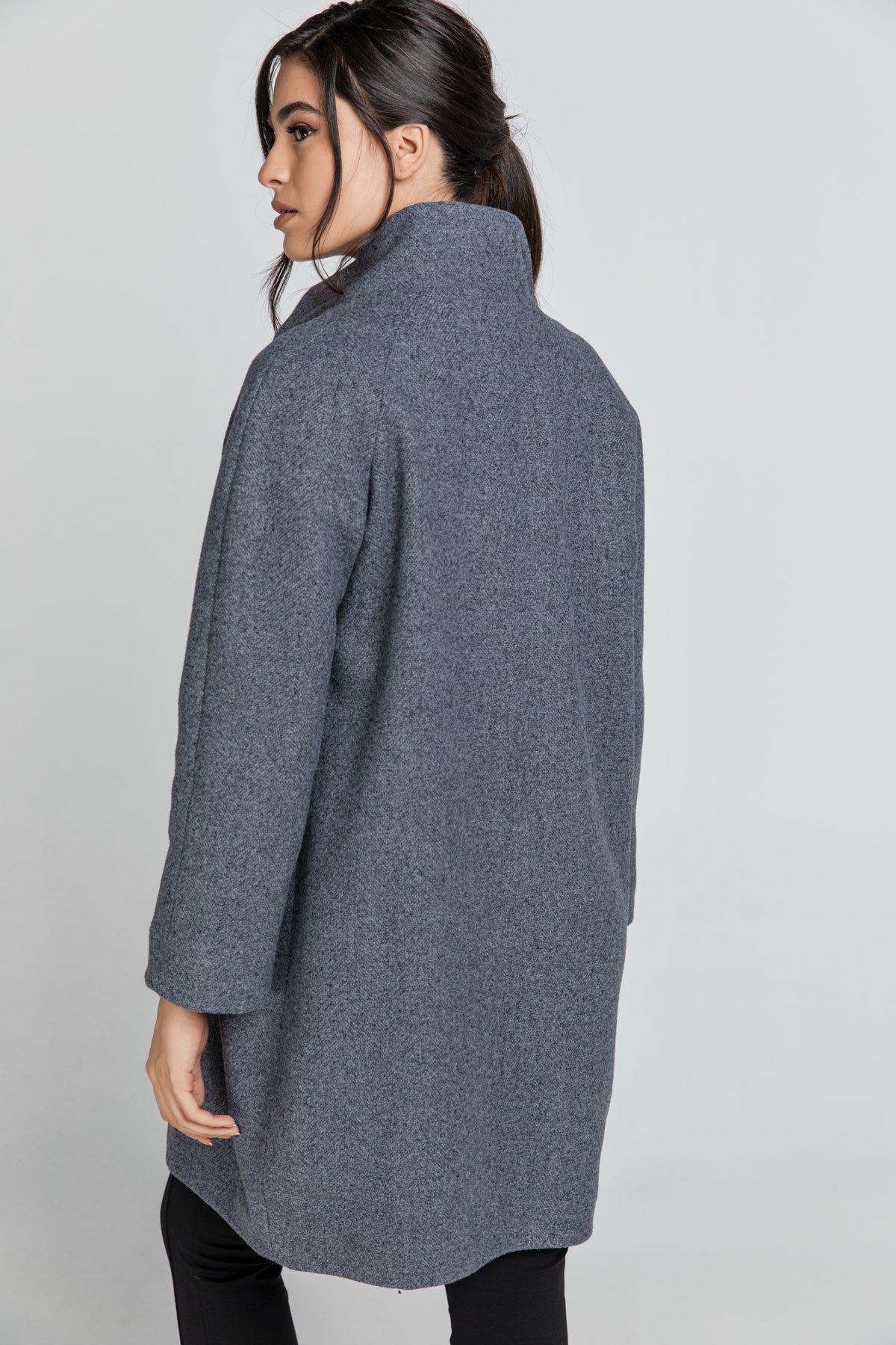 Wool Blend Grey Mélange Coat By Conquista Fashion-Conquista-Urbanheer