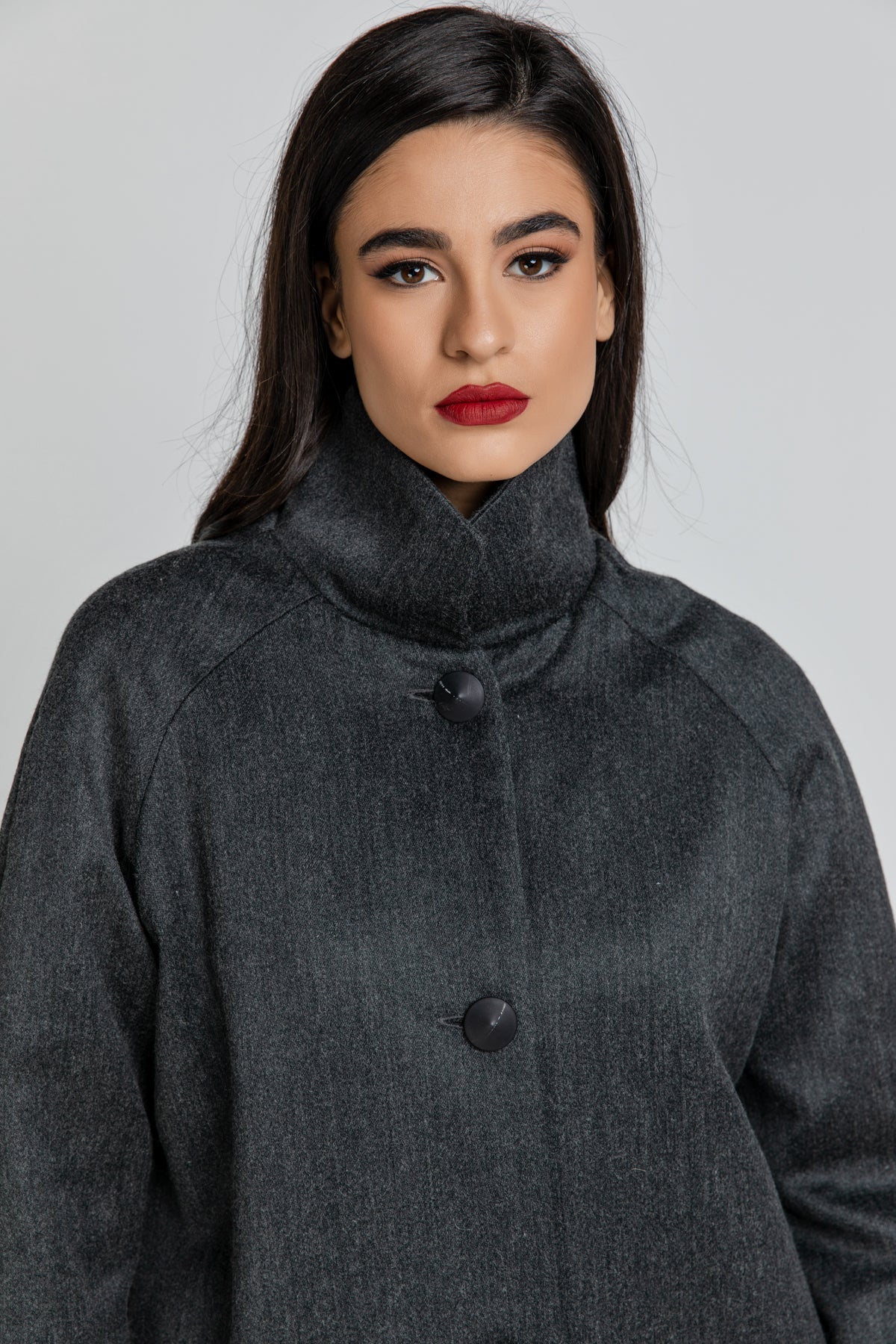 Wool Blend Dark Grey Coat By Conquista Fashion-Conquista-Urbanheer