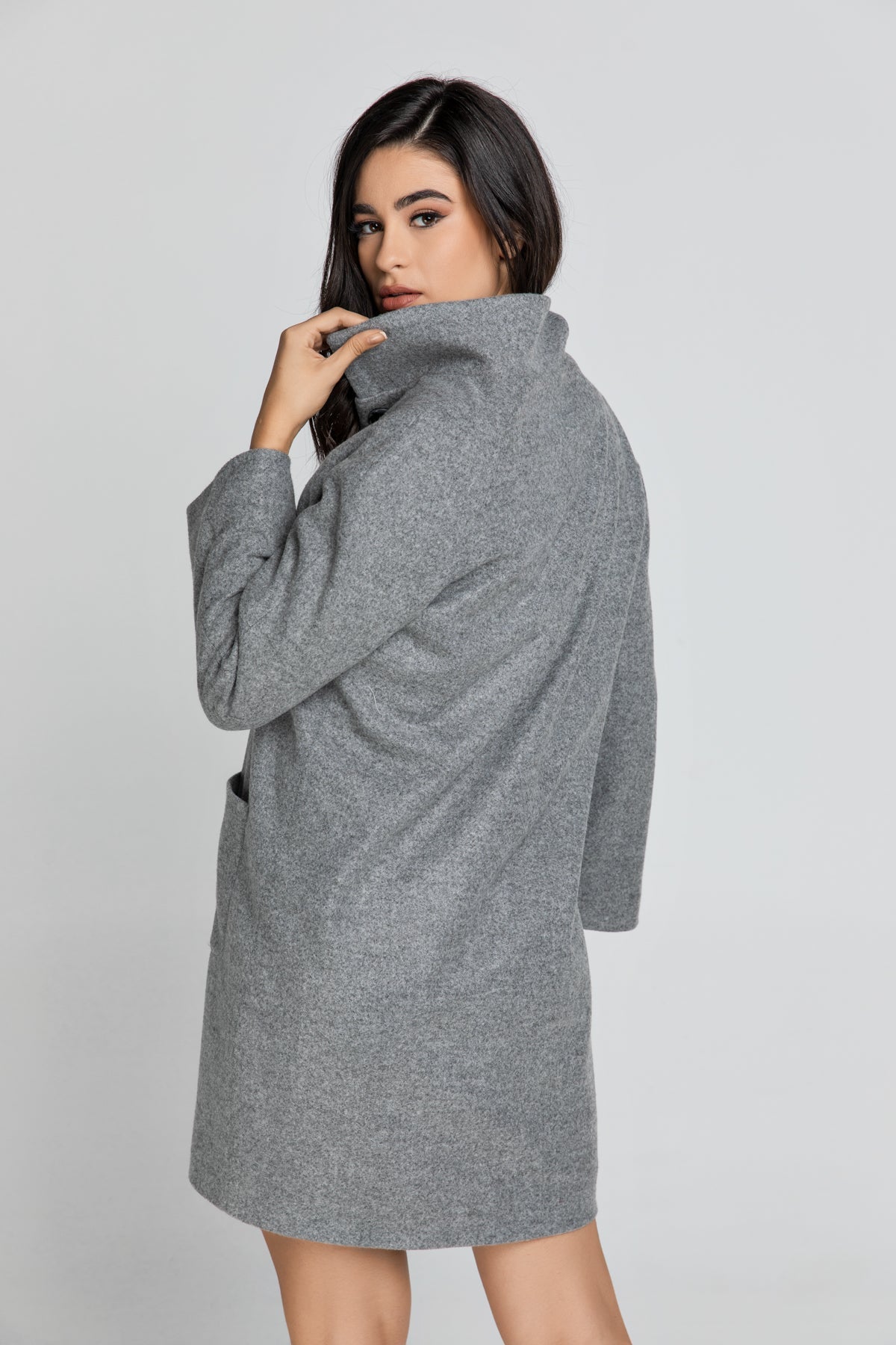 Grey Coat With Upright Collar By Conquista Fashion-Conquista-Urbanheer