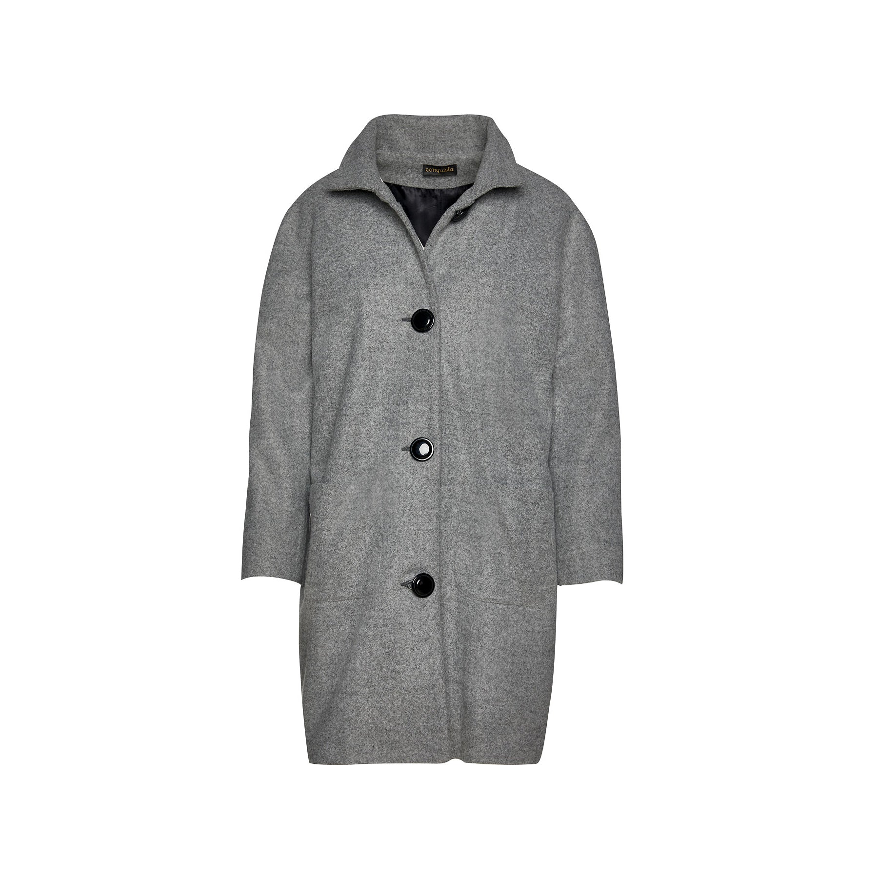 Grey Coat With Upright Collar By Conquista Fashion-Conquista-Urbanheer