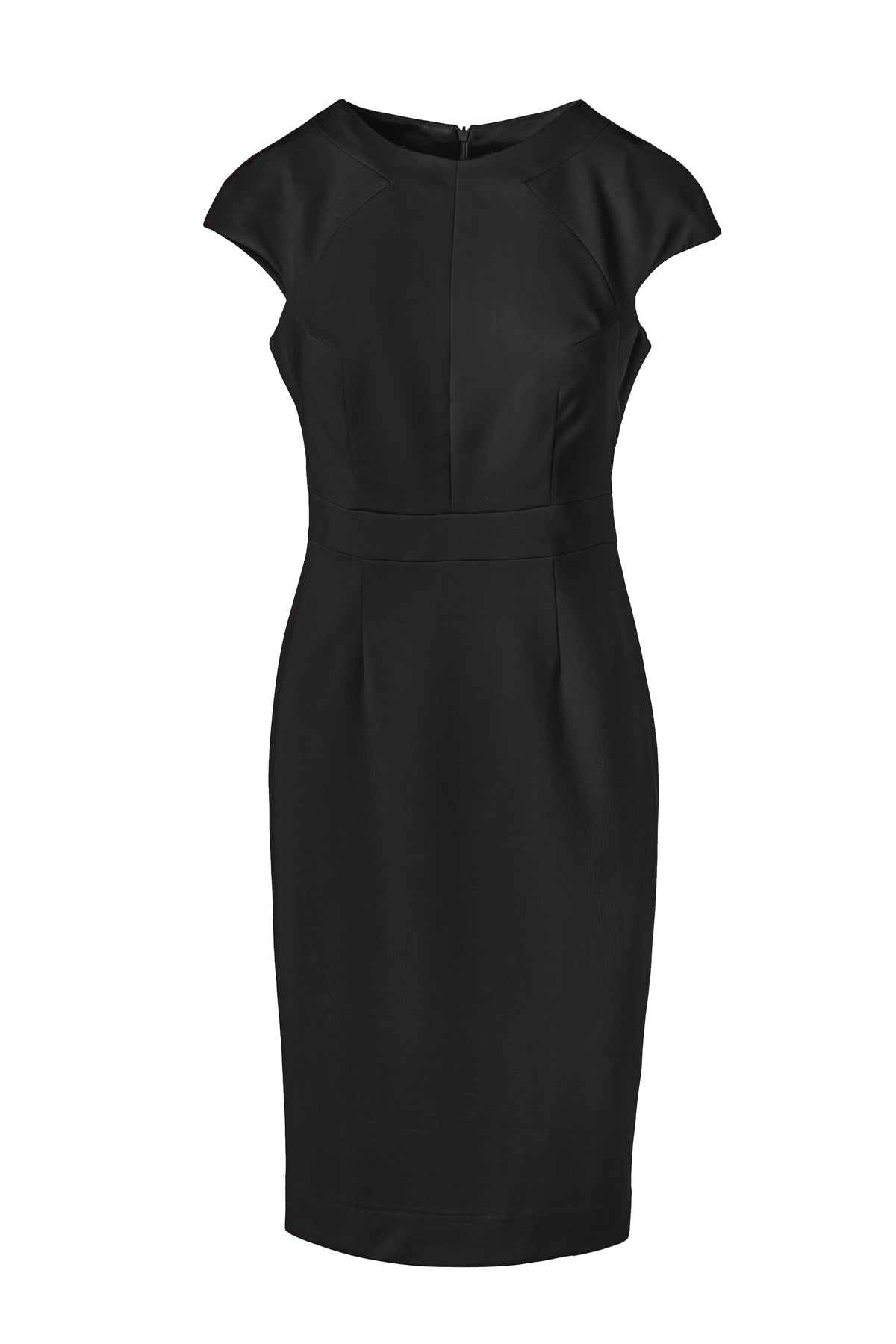 Fitted Black Dress with Cap Sleeves by Conquista Fashion-Conquista-Urbanheer