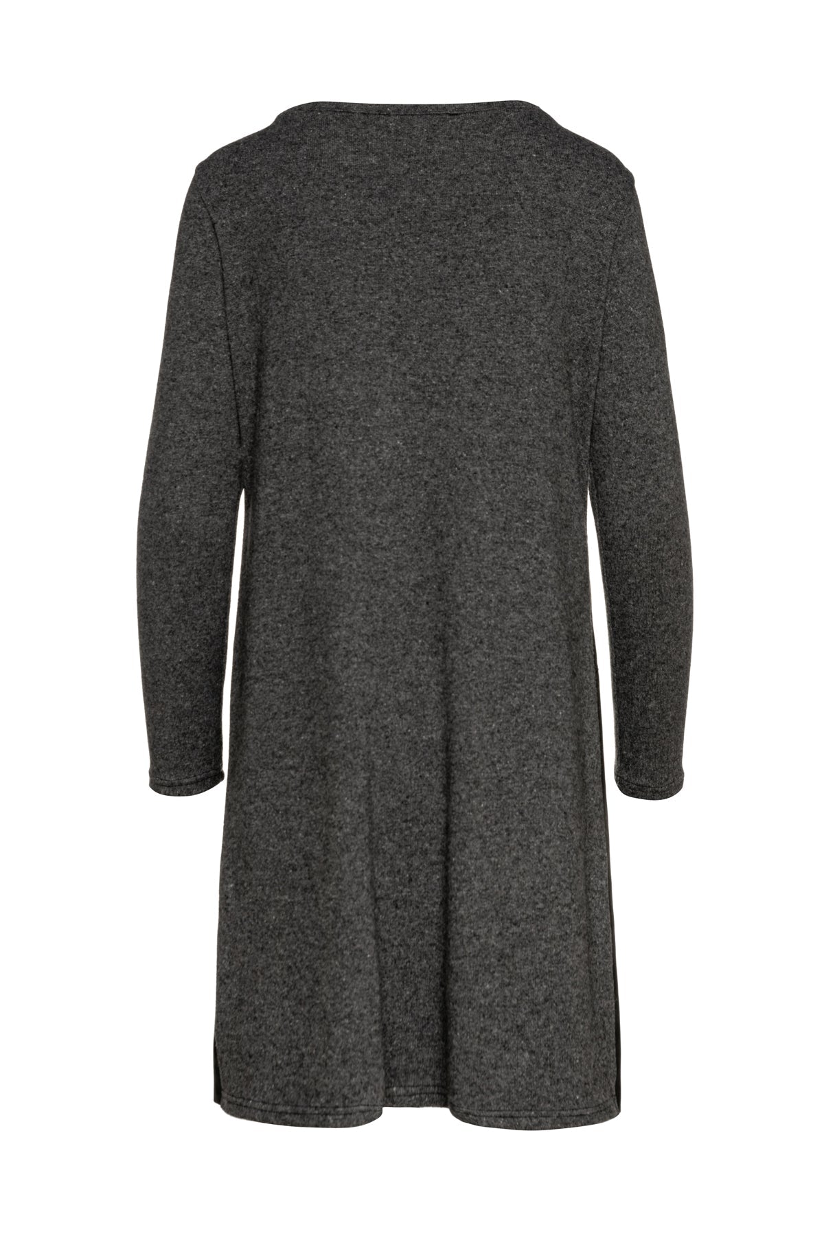 Dark Grey Faux Leather Detail Knit Dress-Conquista-Urbanheer