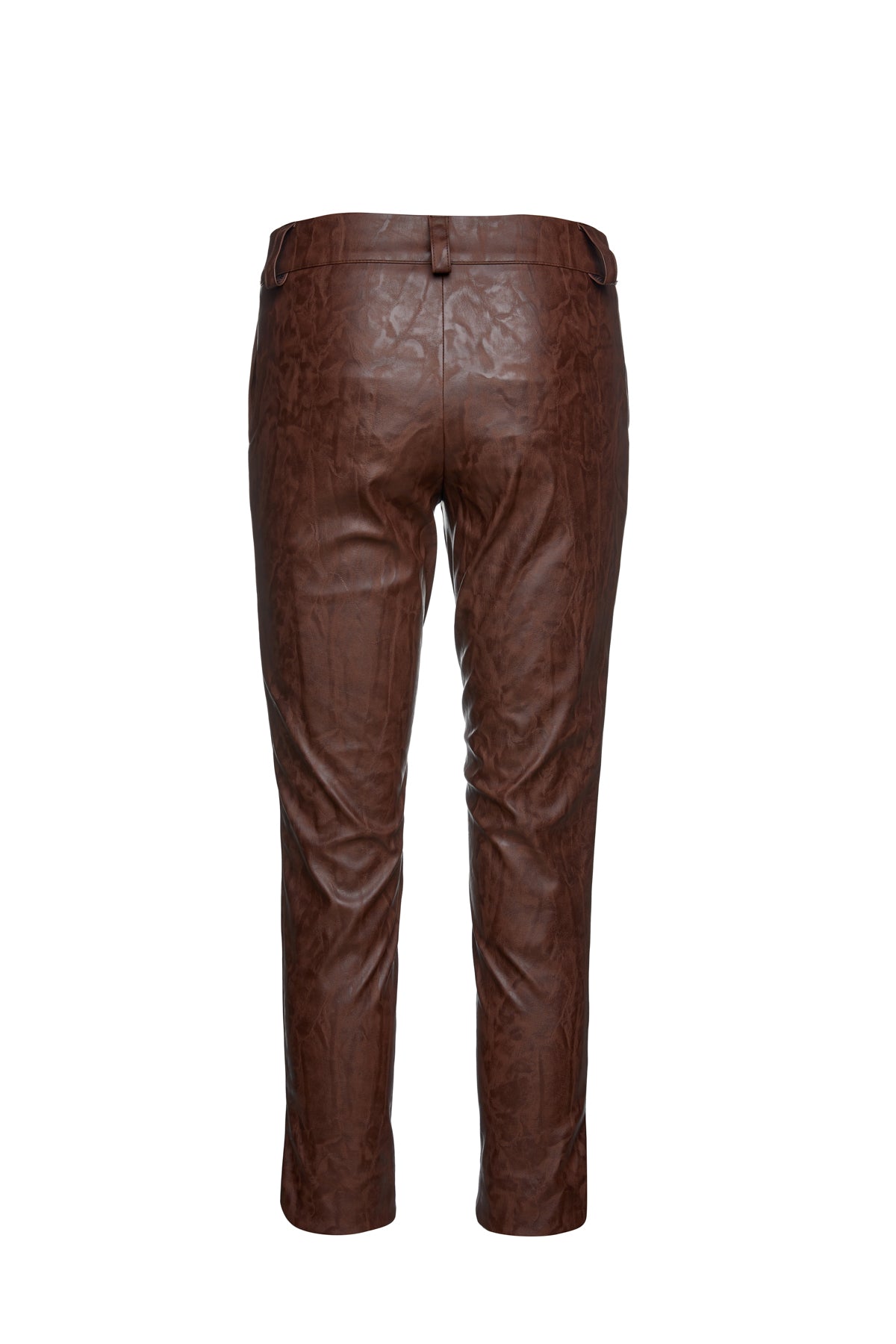 Chocolate Brown Faux Moiré Leather 7/8 Pants-Conquista-Urbanheer