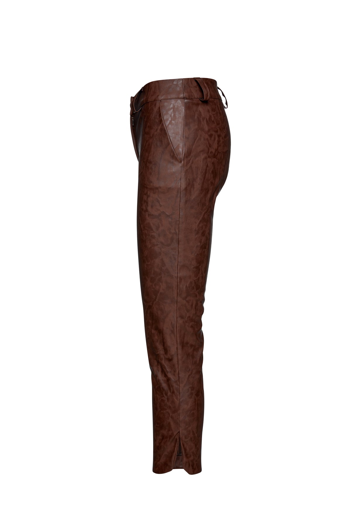 Chocolate Brown Faux Moiré Leather 7/8 Pants-Conquista-Urbanheer